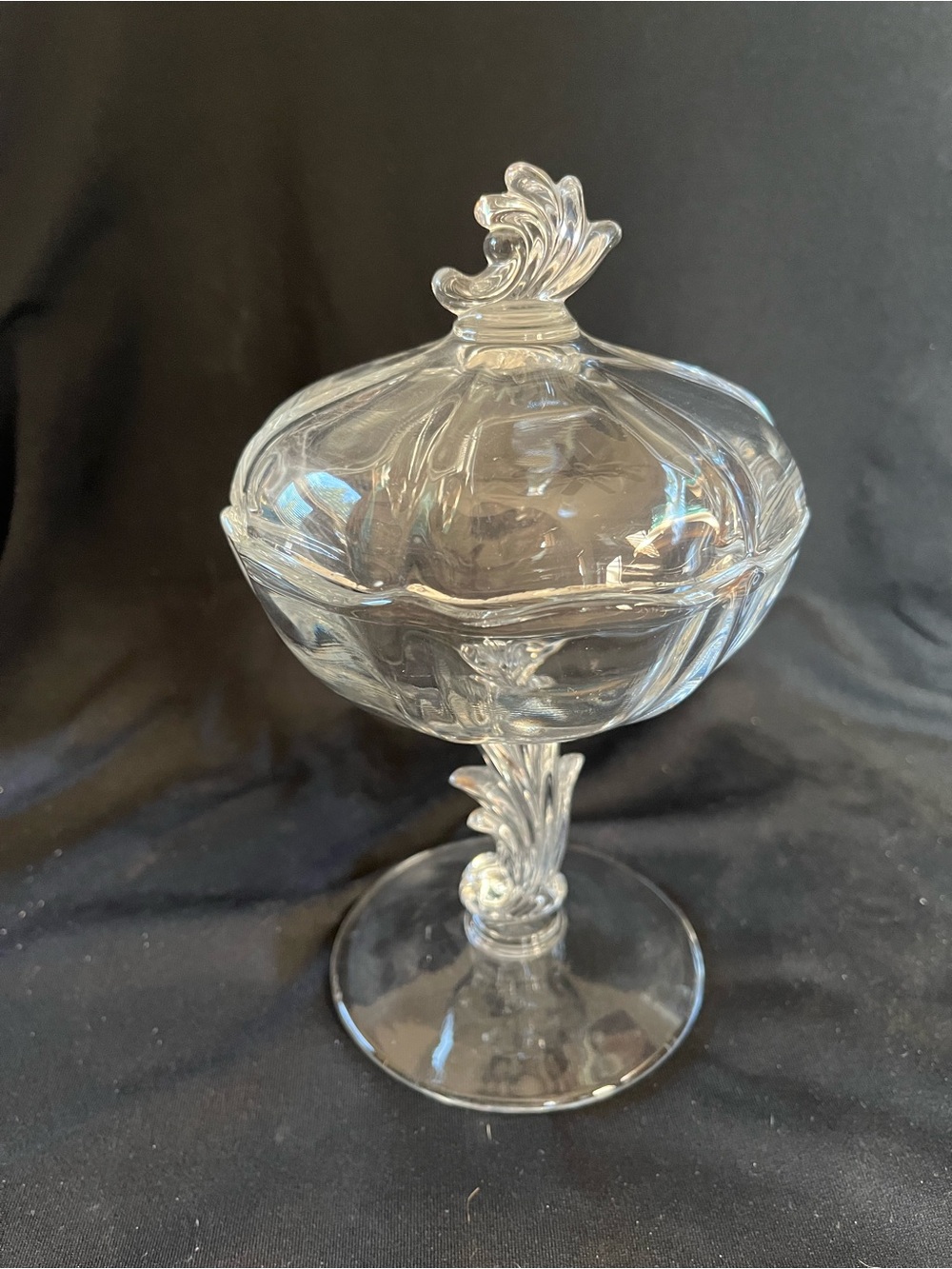 Clear Glass Covered Compote - Decorative Glass Candy Dish, Fairy Lamp Fosteria